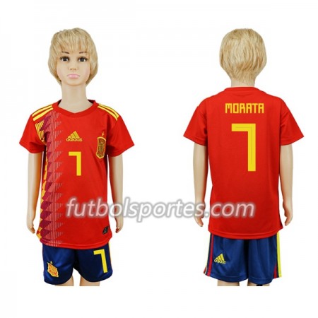 Camisetas España Morata 7 Niño Primera Equipacion Mundial 2018